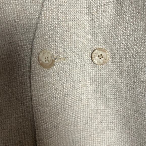 Vintage E.H. Woods Wool Blend Double Breasted Beige Blazer Jacket Size 12 - Picture 9 of 9